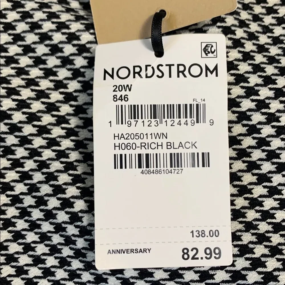 NWT Halogen Houndstooth Check Pants 20W Rich Black $138 Retail Slim Ankle!